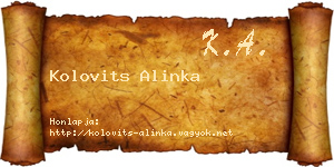 Kolovits Alinka névjegykártya